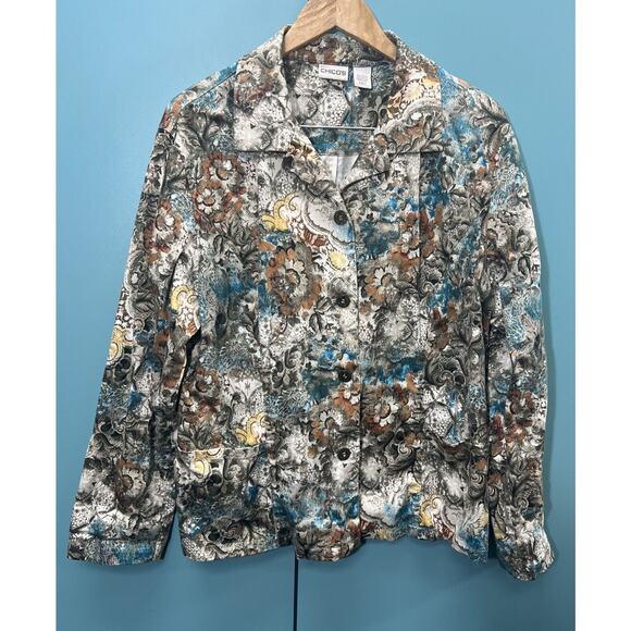 Chico's Floral Patterned Women's Blazer - Picture 1 of 6